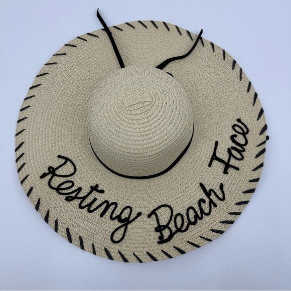Accessories - LOWEST Resting Beach Face NWT Wide Brim Floppy Sun Hat